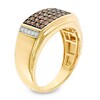 Thumbnail Image 2 of 0.70 CT. T.W. Champagne and White Diamond Multi-Row Ring in 10K Gold with Black Rhodium