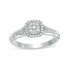0.25 CT. T.W. Composite Diamond Cushion Frame Promise Ring in 10K White Gold