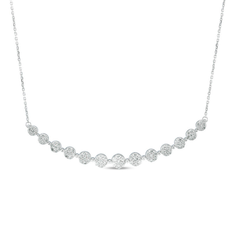 1.00 CT. T.W. Multi-Diamond Flower Necklace in 10K White Gold