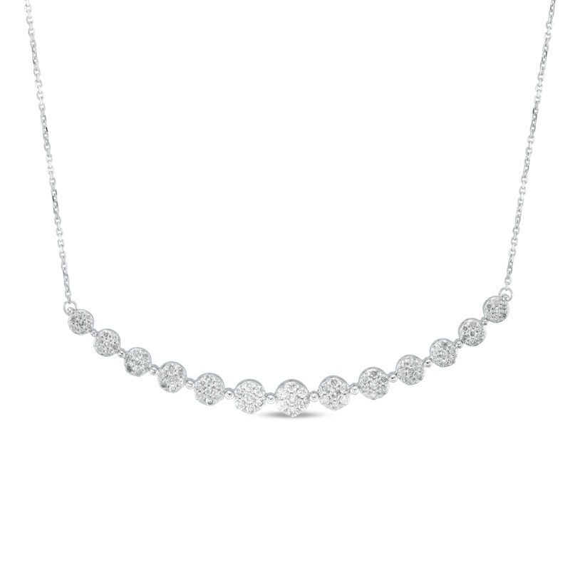 Main Image 1 of 1.00 CT. T.W. Multi-Diamond Flower Necklace in 10K White Gold