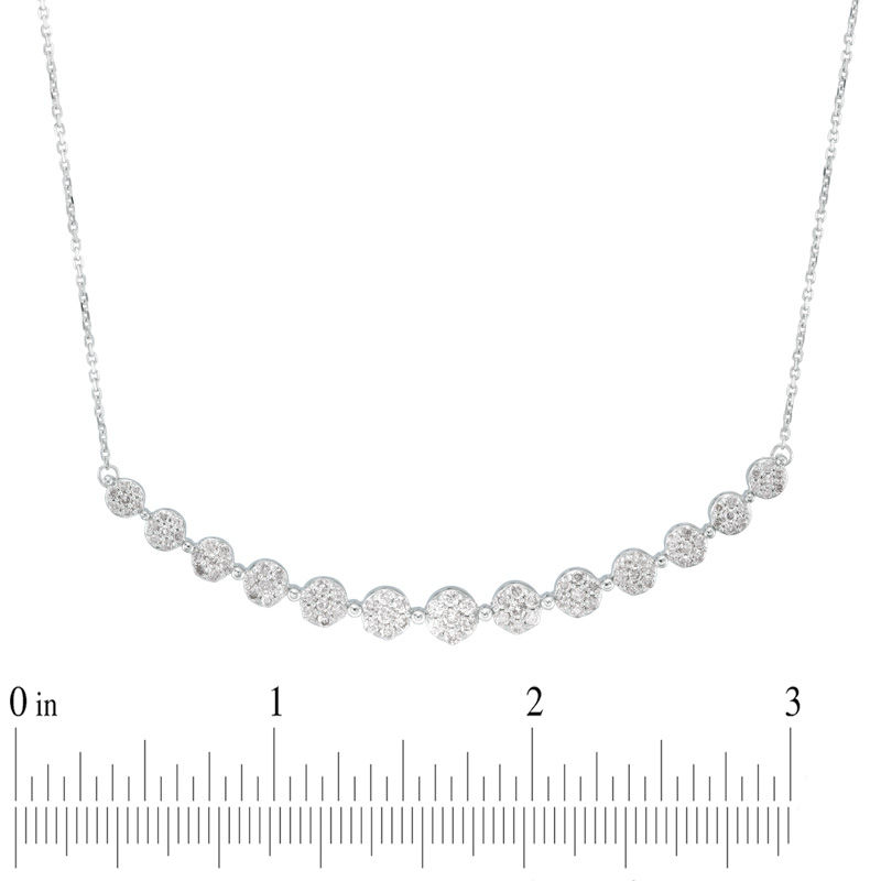 1.00 CT. T.W. Multi-Diamond Flower Necklace in 10K White Gold