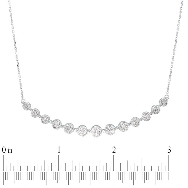 Main Image 2 of 1.00 CT. T.W. Multi-Diamond Flower Necklace in 10K White Gold