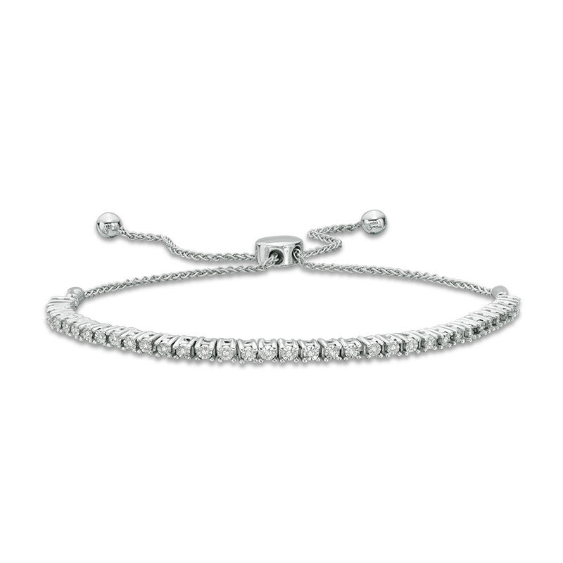 0.09 CT. T.W. Diamond Bolo Bracelet in Sterling Silver - 9.5"|Peoples Jewellers