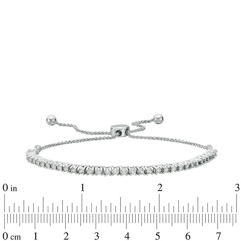 0.09 CT. T.W. Diamond Bolo Bracelet in Sterling Silver - 9.5"
