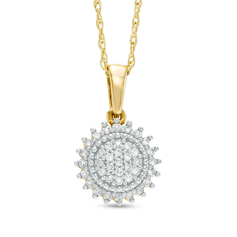 0.13 CT. T.W. Composite Diamond Sunburst Pendant in 10K Gold