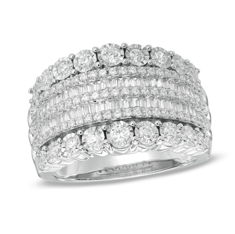 1.00 CT. T.W. Diamond Multi-Row Anniversary Band in 10K White Gold|Peoples Jewellers