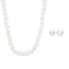 Thumbnail Image 1 of Vera Wang Love Collection Akoya Cultured Pearl and 0.15 CT. T.W. Diamond Necklace and Earrings Set in 14K White Gold