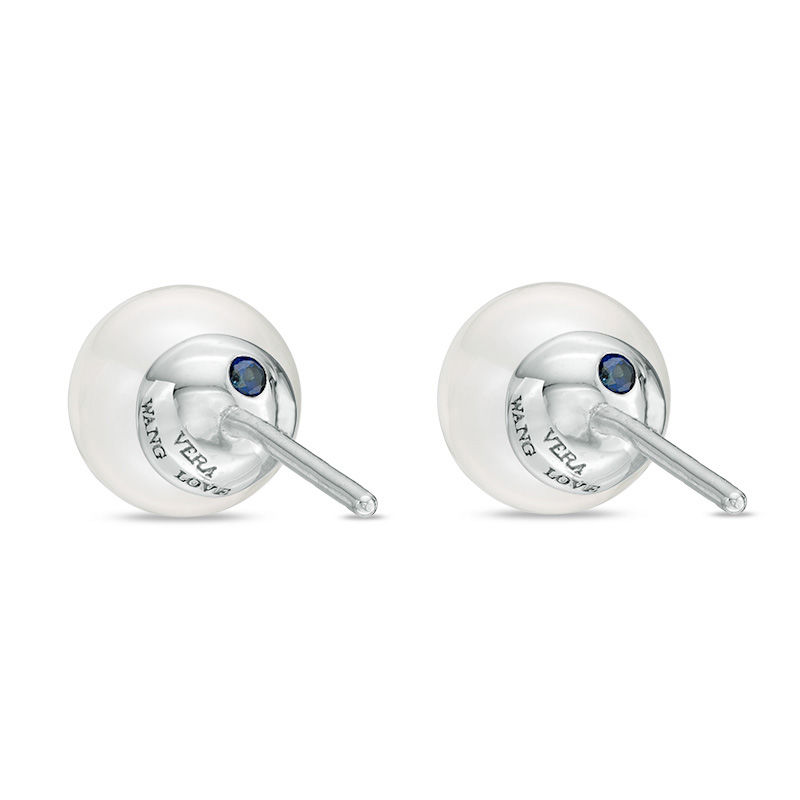 Main Image 2 of Vera Wang Love Collection Akoya Cultured Pearl and 0.15 CT. T.W. Diamond Necklace and Earrings Set in 14K White Gold
