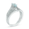 Thumbnail Image 1 of Marquise Aquamarine and 0.18 CT. T.W. Diamond Vintage-Style Bridal Set in 10K White Gold