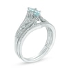 Thumbnail Image 2 of Marquise Aquamarine and 0.18 CT. T.W. Diamond Vintage-Style Bridal Set in 10K White Gold
