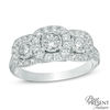 Thumbnail Image 0 of 0.95 CT. T.W. Diamond Cushion Frame Past Present Future® Engagement Ring in 14K White Gold