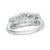 0.95 CT. T.W. Diamond Cushion Frame Past Present Future® Engagement Ring in 14K White Gold