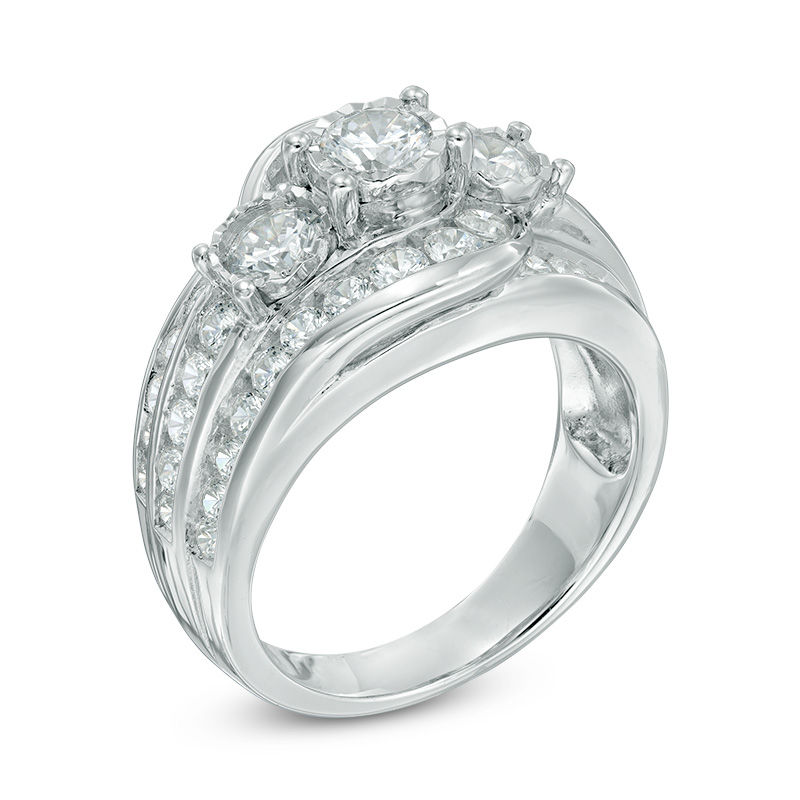 Main Image 2 of 1.95 CT. T.W. Diamond Swirl Frame Past Present Future® Engagement Ring in 14K White Gold