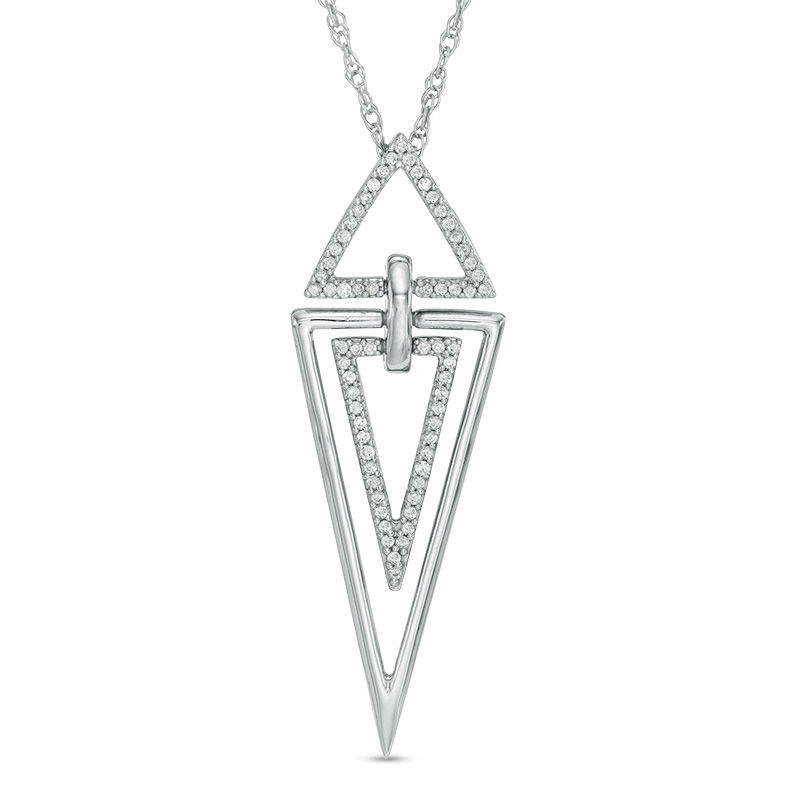 0.15 CT. T.W. Diamond Triangles Pendant in Sterling Silver