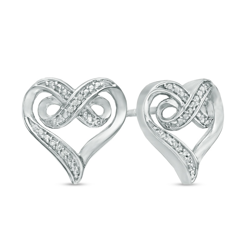 Diamond Accent Infinity Heart Stud Earrings in Sterling Silver|Peoples Jewellers