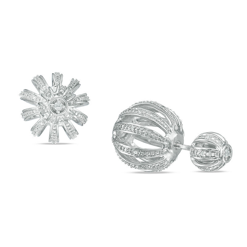 0.12 CT. T.W. Diamond Pinwheel Stud Earrings in Sterling Silver|Peoples Jewellers