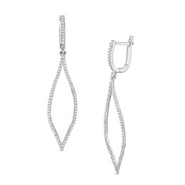 0.58 CT. T.W. Diamond Leaf-Shaped Pendulum Drop Earrings in 10K White Gold