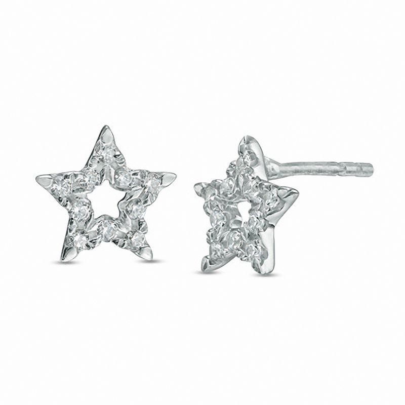 0.23 CT. T.W. Diamond Open Star Stud Earrings in 10K White Gold