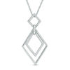 Thumbnail Image 0 of 0.15 CT. T.W. Diamond Interlocking Tilted Squares Pendant in Sterling Silver