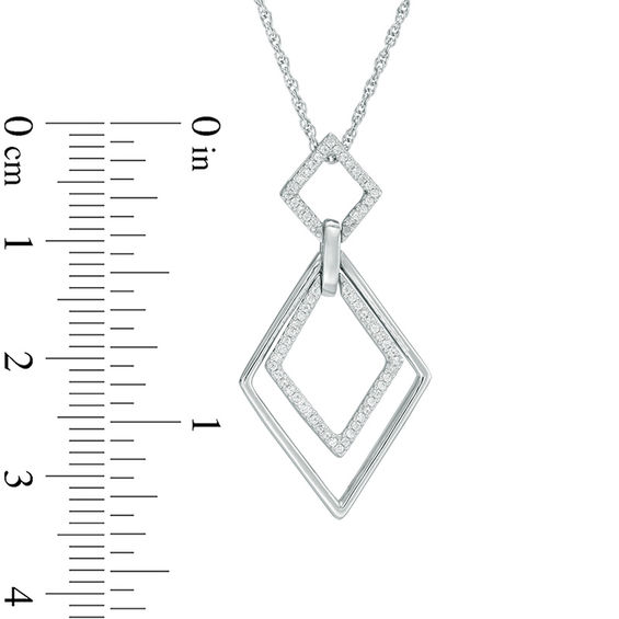 0.15 CT. T.W. Diamond Interlocking Tilted Squares Pendant in Sterling Silver