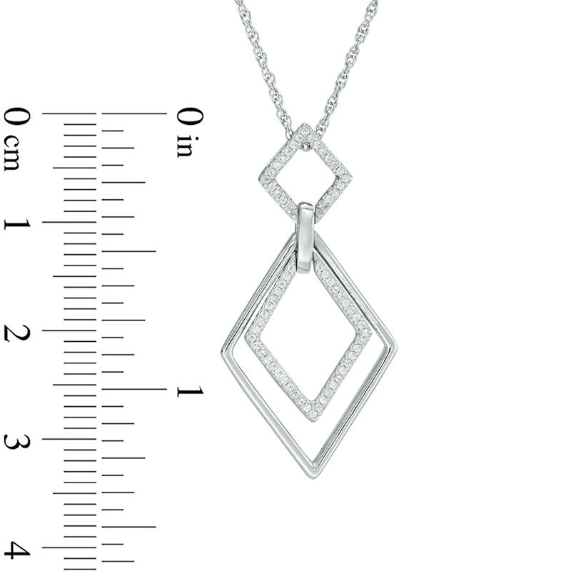 0.15 CT. T.W. Diamond Interlocking Tilted Squares Pendant in Sterling Silver