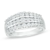 Thumbnail Image 0 of 0.95 CT. T.W. Diamond Three Row Step Ring in 10K White Gold