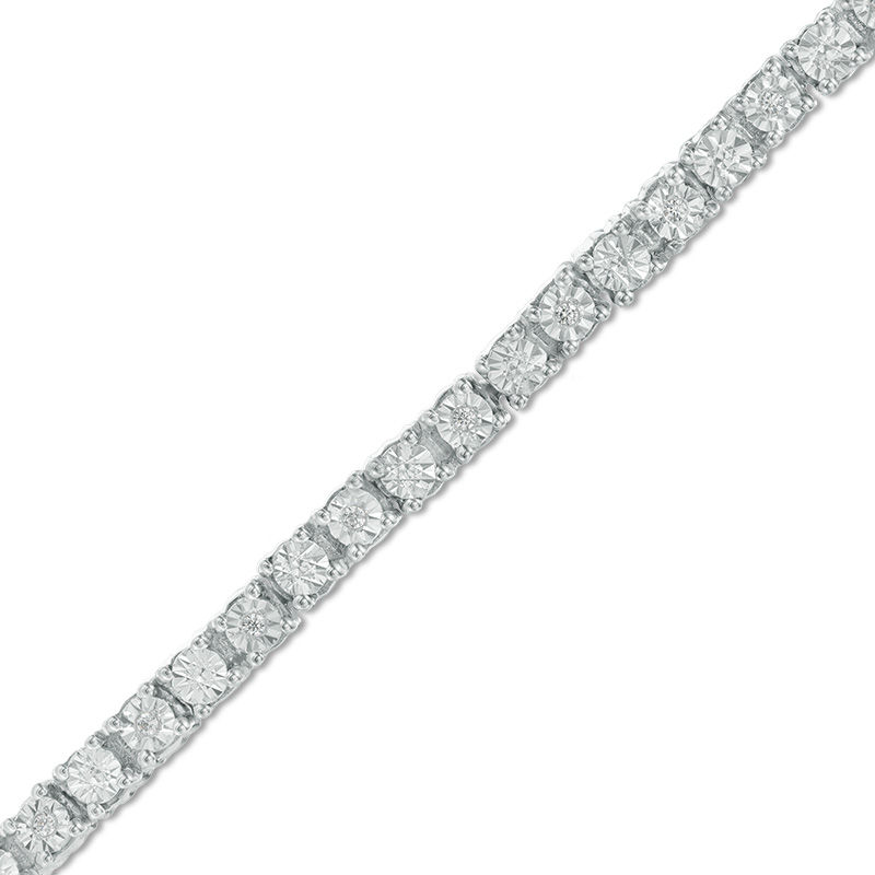 0.10 CT. T.W. Diamond Tennis Bracelet in Sterling Silver - 7.5"