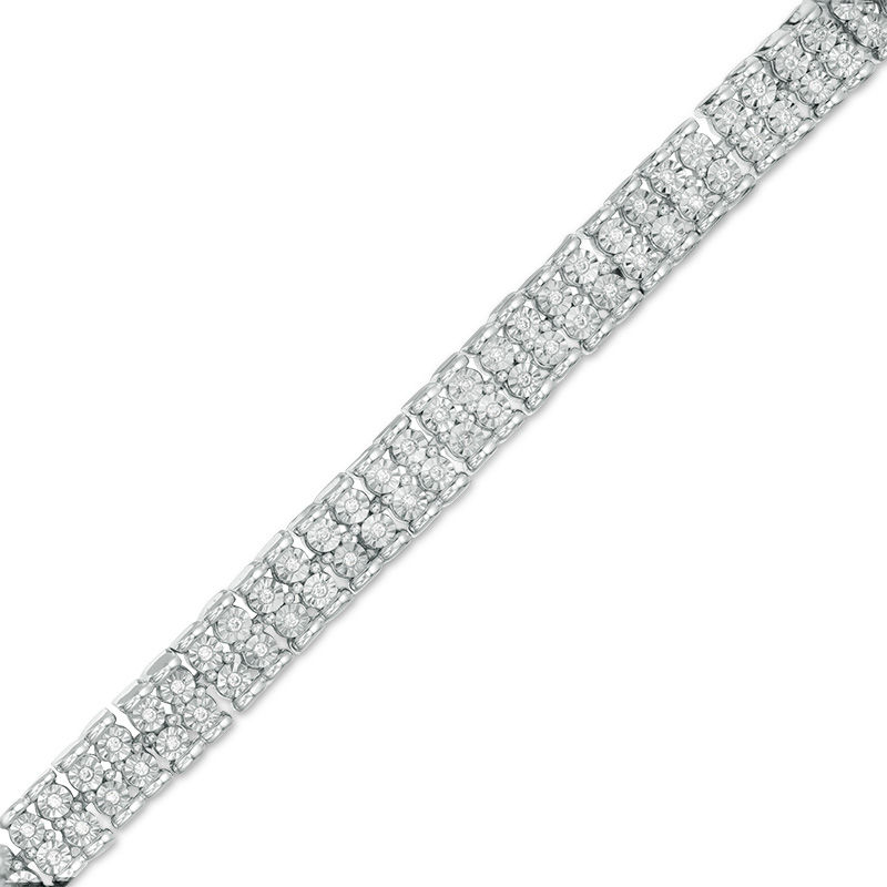 0.50 CT. T.W. Diamond Two Row Bracelet in Sterling Silver - 7.5"