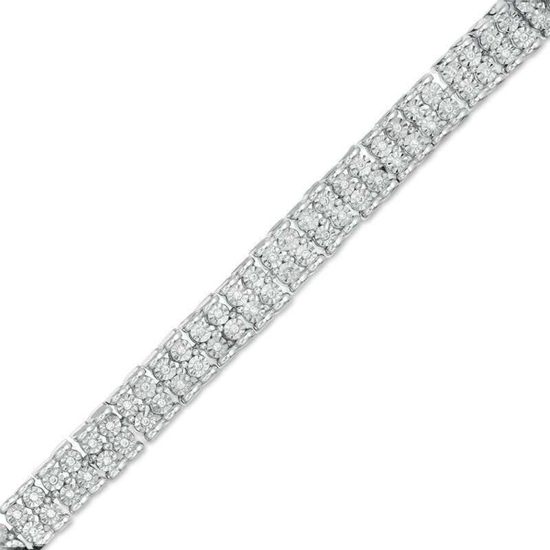 Main Image 1 of 0.50 CT. T.W. Diamond Two Row Bracelet in Sterling Silver - 7.5"