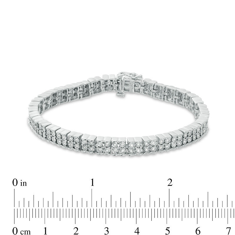 0.50 CT. T.W. Diamond Two Row Bracelet in Sterling Silver - 7.5"
