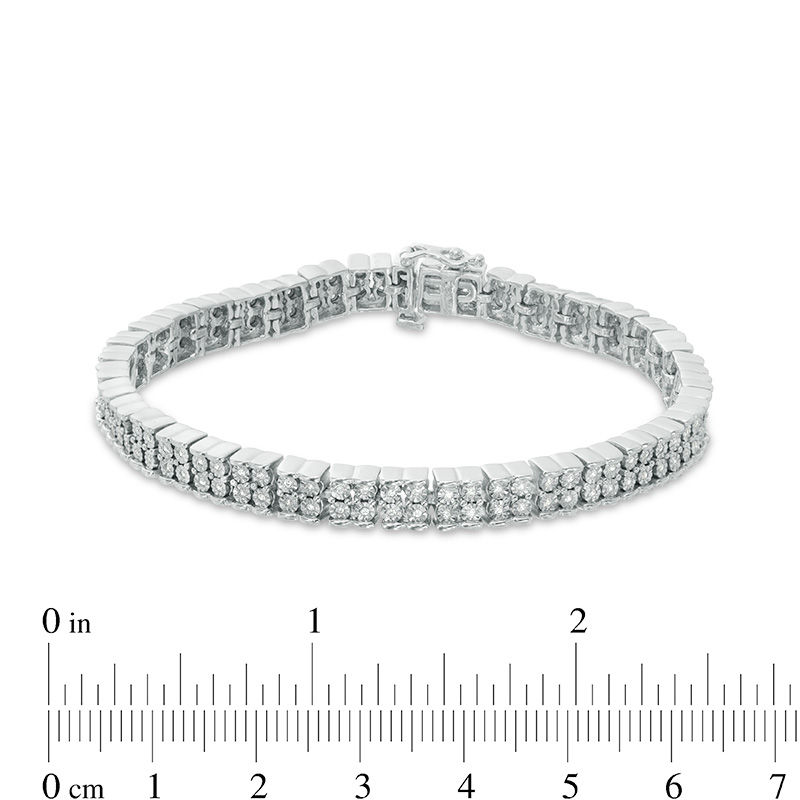 Main Image 3 of 0.50 CT. T.W. Diamond Two Row Bracelet in Sterling Silver - 7.5"