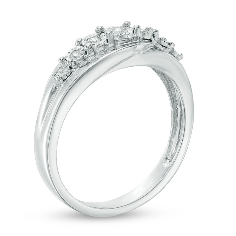 Main Image 2 of 0.11 CT. T.W. Diamond Seven Stone Anniversary Band in Sterling Silver