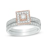 Thumbnail Image 0 of 0.45 CT. T.W. Diamond Square Frame Vintage-Style Bridal Set in 10K Two-Tone Gold