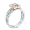Thumbnail Image 1 of 0.45 CT. T.W. Diamond Square Frame Vintage-Style Bridal Set in 10K Two-Tone Gold