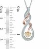 Thumbnail Image 1 of 0.23 CT. T.W. Diamond Infinity Loop with Heart Pendant in 10K Tri-Tone Gold