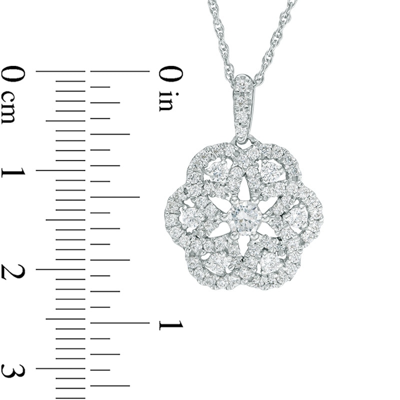 0.83 CT. T.W. Diamond Snowflake Pendant in 10K White Gold