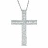 Thumbnail Image 1 of 0.83 CT. T.W. Baguette Diamond Cross Pendant in 10K White Gold
