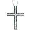 Thumbnail Image 0 of 0.83 CT. T.W. Enhanced Black and White Diamond Cross Pendant in 10K White Gold