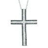 Thumbnail Image 1 of 0.83 CT. T.W. Enhanced Black and White Diamond Cross Pendant in 10K White Gold