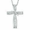 Thumbnail Image 1 of 0.18 CT. T.W. Diamond Bypass Cross Pendant in 10K White Gold