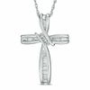 Thumbnail Image 0 of 0.18 CT. T.W. Diamond Bypass Cross Pendant in 10K White Gold