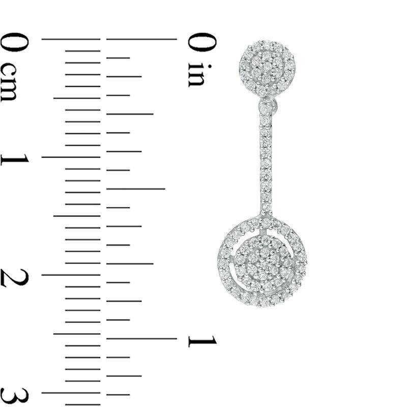 0.45 CT. T.W. Diamond Double Frame Pendulum Drop Earrings in 10K White Gold