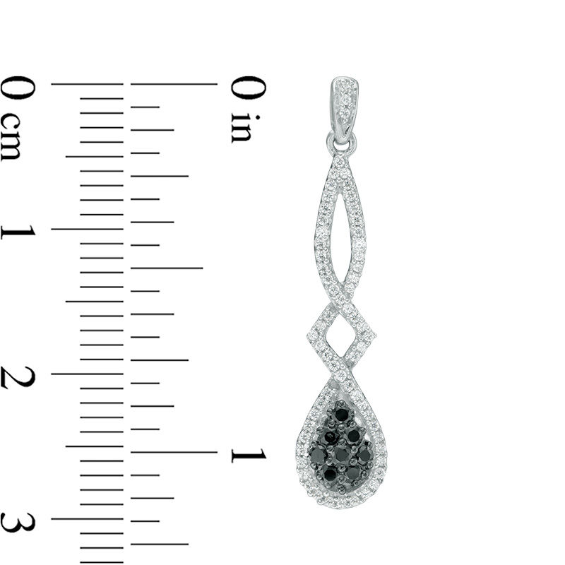 0.45 CT. T.W. Composite Enhanced Black and White Diamond Pear-Shaped Twist Drop Earrings in 10K White Gold
