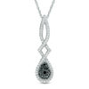 0.30 CT. T.W. Composite Enhanced Black and White Diamond Pear-Shaped Twist Pendant in 10K White Gold
