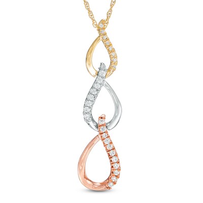 0.23 CT. T.W. Diamond Three Tier Pendant in 10K Tri-Tone Gold