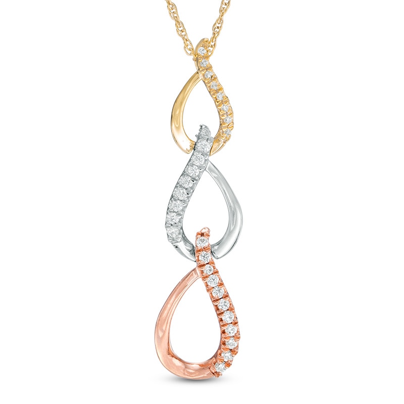 0.23 CT. T.W. Diamond Three Tier Pendant in 10K Tri-Tone Gold