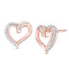 Thumbnail Image 1 of 0.11 CT. T.W. Diamond Tilted Heart Stud Earrings in 10K Rose Gold