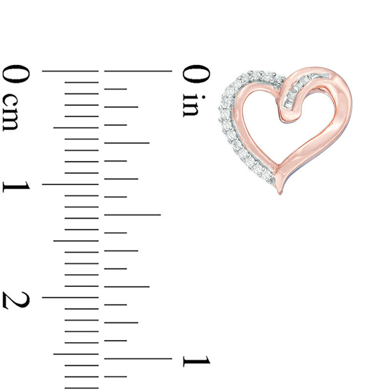 Main Image 2 of 0.11 CT. T.W. Diamond Tilted Heart Stud Earrings in 10K Rose Gold