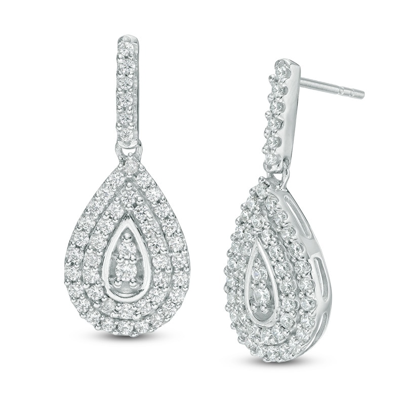 1.20 CT. T.W. Composite Diamond Pear-Shaped Drop Earrings in 10K White Gold|Peoples Jewellers