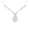 Thumbnail Image 0 of 0.95 CT. T.W. Composite Diamond Twist Teardrop Necklace in 10K White Gold